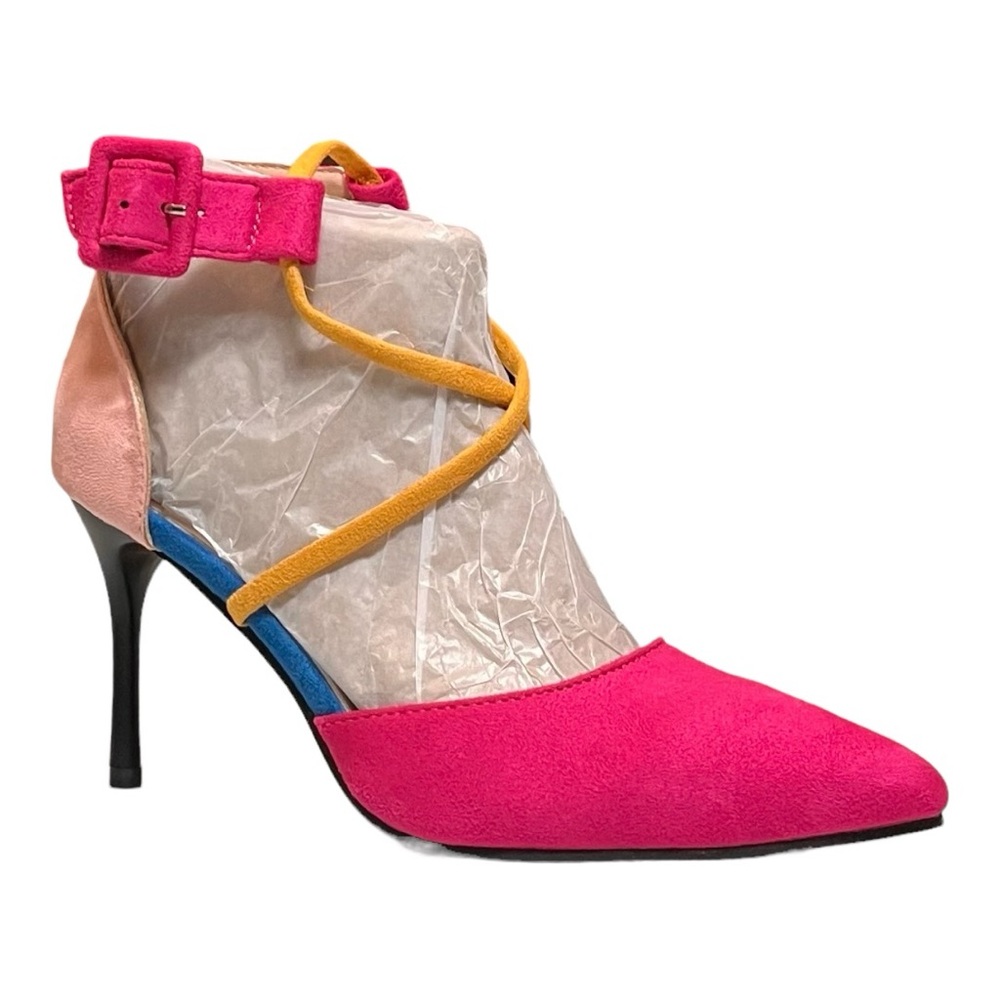 Faux Suede Color Block Heel